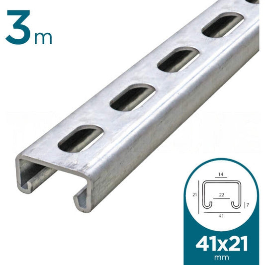 Impres 41mm x 21mm x 2.5mm 6 Metre Slotted Channel Galvabond