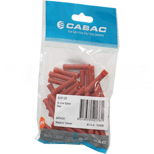 Cabac Inline Splice Suitable For 0.5mm - 1.6mm Cable Red Pack 50