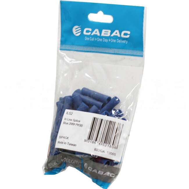 Cabac Inline Splice Suitable For 1mm - 2.6mm Cable Blue Pack 50