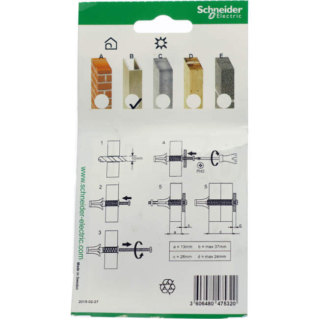 Schneider TSP 10/75 Duo Max Cavity Fixings Pack Of 5