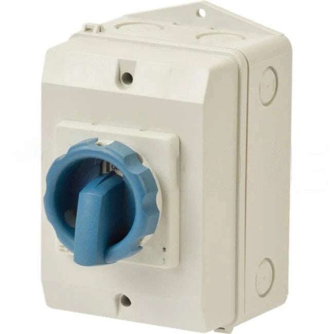 NHP 40 Amp 3 Pole 415 Volt AC IP65 Enclosed Isolator With Blue Handle