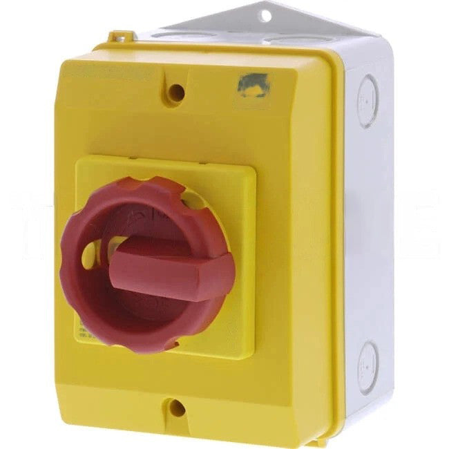 NHP 40 Amp 3 Pole IP66 ISOSWITCH Industrial Isolator Yellow With Red Handle