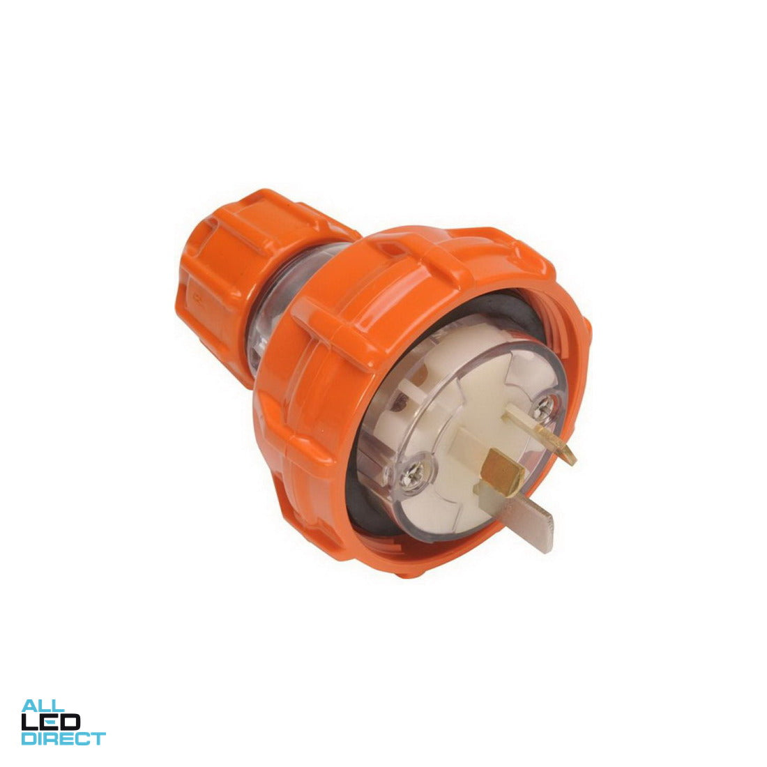 NHP 10 Amp Single Phase 3 Flat Pins IP66 Straight Industrial Plug Orange ALL LED Direct