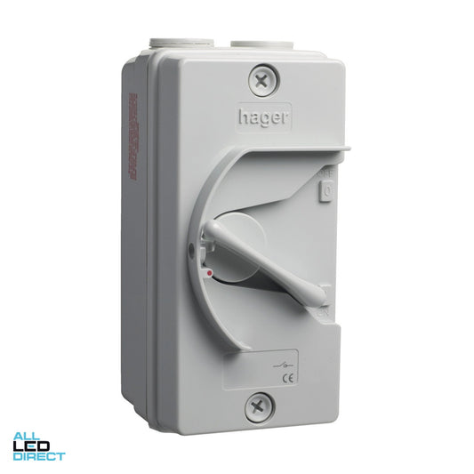 Hager 20 Amp 2 Pole IP66 Industrial Isolator ALL LED Direct