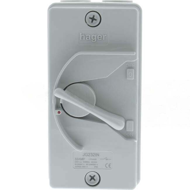 Hager 32 Amp 2 Pole IP66 Industrial Isolator