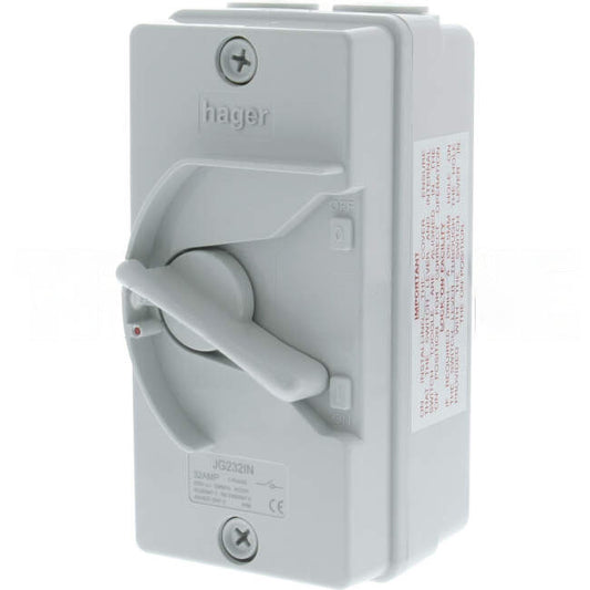 Hager 32 Amp 2 Pole IP66 Industrial Isolator