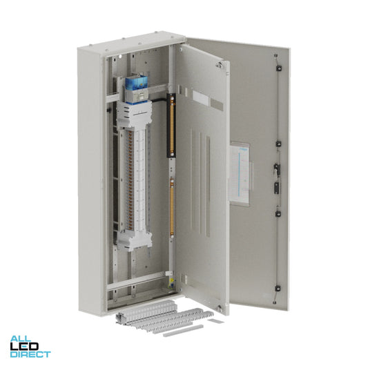Hager 60 Pole APEXPLUS Distribution Board With 250 Amp Chassis & Isolator Main Switch IP43 ALL LED Direct