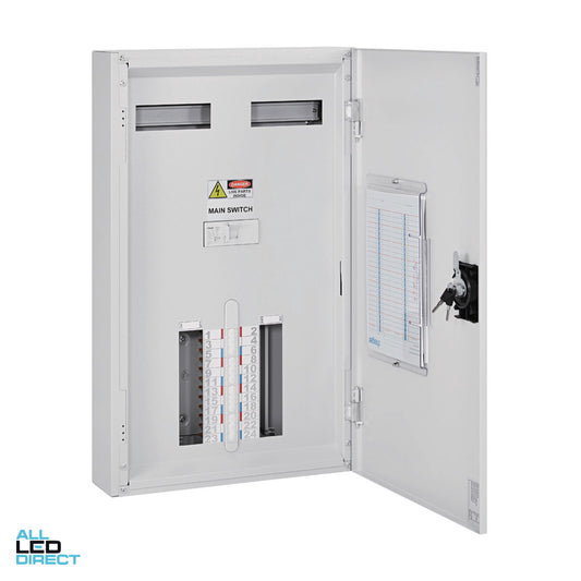 Hager 24 Pole INVICTA Distribution Board With 160 Amp Chassis & Isolator Main Switch IP30 ALL LED Direct