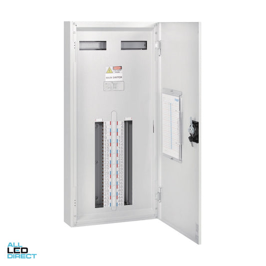Hager 48 Pole INVICTA Distribution Board With 250 Amp Chassis & Isolator Main Switch IP30 ALL LED Direct