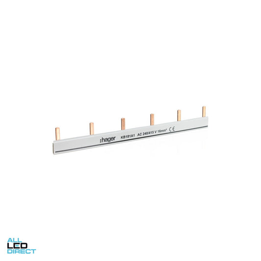 Hager 80 Amp Insulated Prong Busbar 1 Pole 6 Module ALL LED Direct
