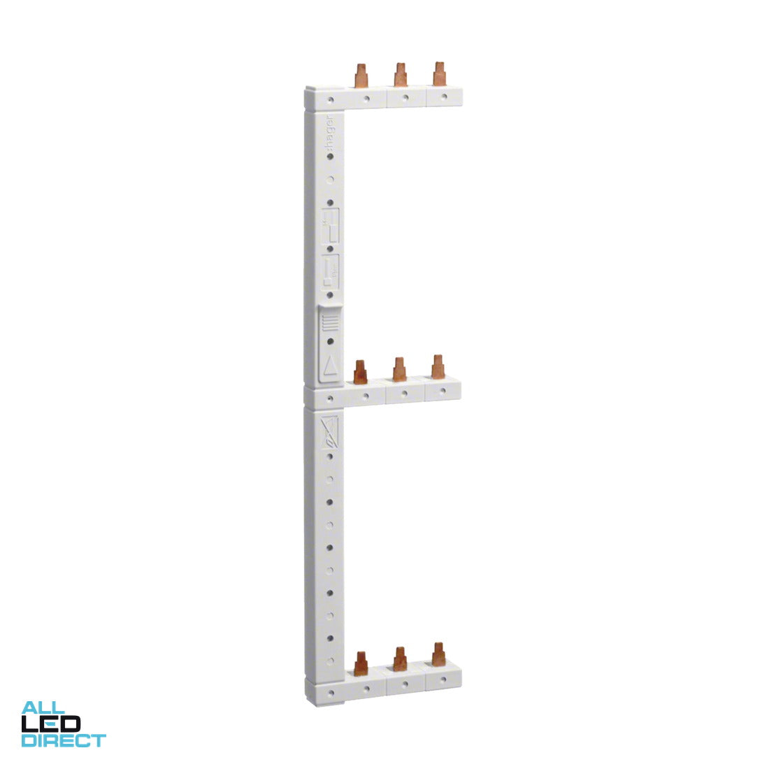 Hager 63 Amp 3 Pole 3 Row Left Vertical Three Phase Vertical Busbar Rail ALL LED Direct