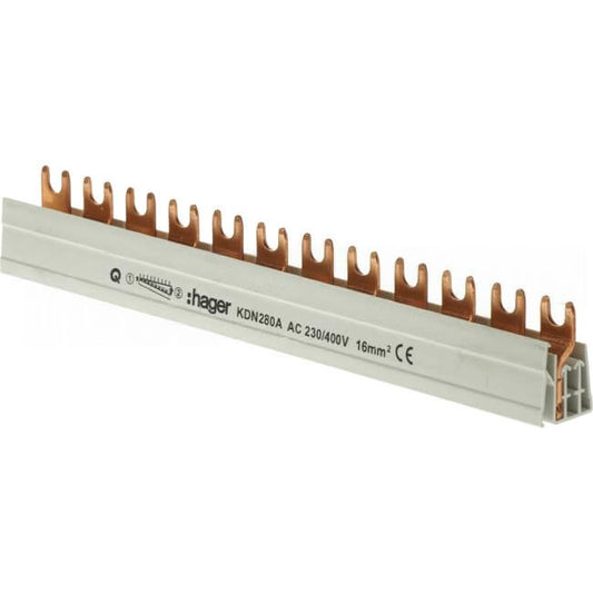 Hager 80 Amp Insulated Fork Busbar 2 Pole 12 Module