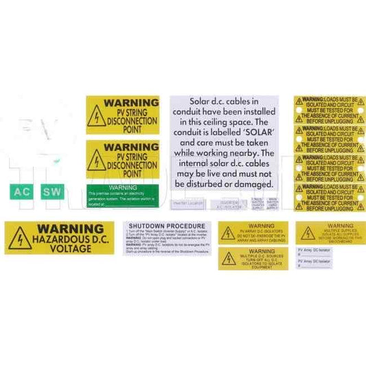 Disconnection Point & DC Isolator Grid Connect Solar Label Kit Includes FOR USE IN ALL STATES - Default Title (KNS09)