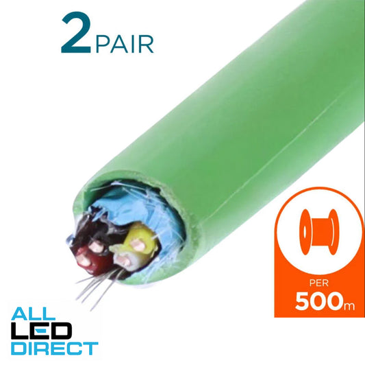 KNX Certified Control 0.8mm 2 Pair Overall Shield Cable Green Per 500 Meters