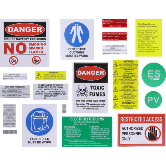 Industrial Engraving Solutions 51 Piece Off Grid Delux Solar Label Sticker Kit For Off Grid Installations