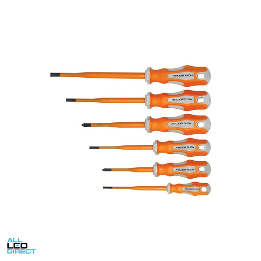 Major Tech 6 Piece 1000v Slimline Screwdrivers ALL LED Direct