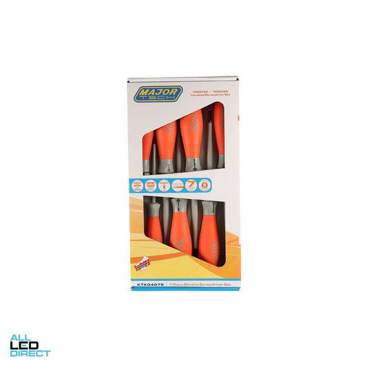 Major Tech 7 Piece 1000v Slimline Screwdrivers ALL LED Direct