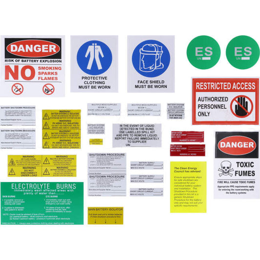 Industrial Engraving Solutions 33 Piece Universal Solar Battery Label Kit