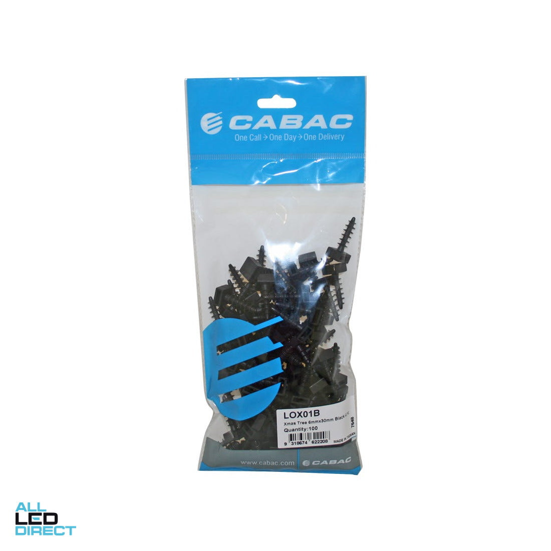 Cabac 6mm x 30mm Nylon UV Cable Tie Anchor Black Pack of 100 ALL LED Direct