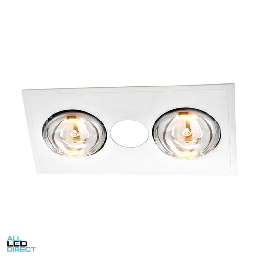 Ventair 3 In 1 MYKA 2 x 275 W Bathroom Heater Lamp Light 1 x 10 W LED Downlight And Exhaust Fan White ALL LED Direct