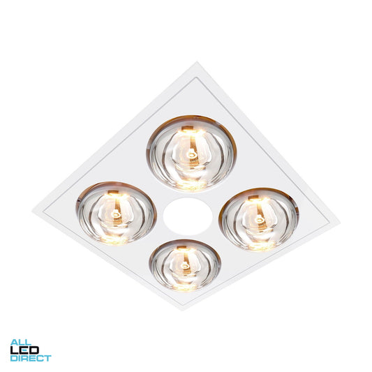 Ventair 3 In 1 MYKA 4 x 275 W Bathroom Heater Lamp Light 1 x 10 W LED Downlight And Exhaust Fan White ALL LED Direct
