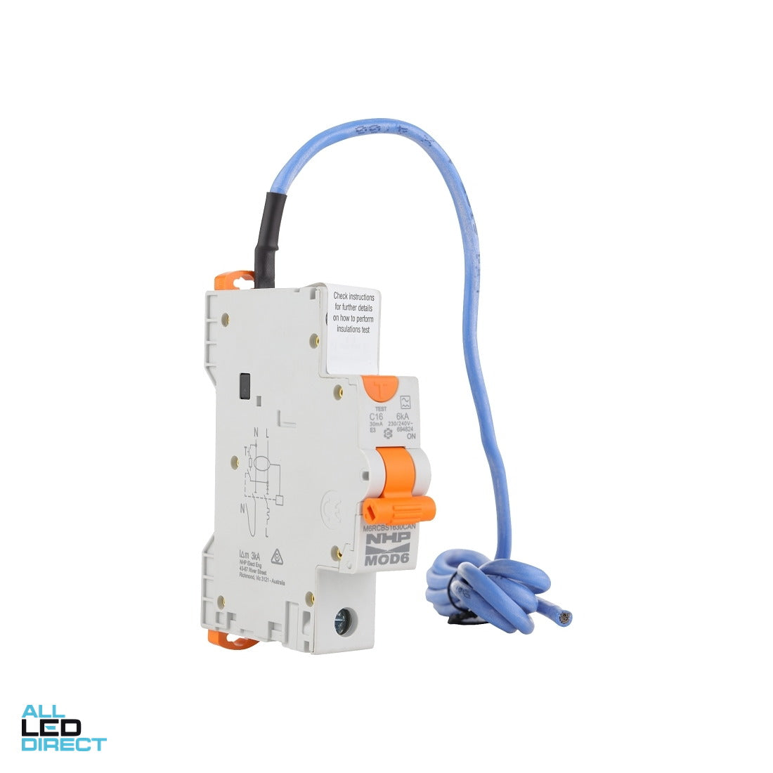 NHP 20 Amp MOD6 Miniature Circuit Breaker & Residual Current Device MCB/RCD RCBO C Curve 1 Pole 6kA 30mA ESV APPROVED ALL LED Direct