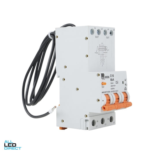 NHP 32 Amp Miniature Circuit Breaker & Residual Current Device MCB/RCD RCBO C Curve 3 Pole + Neutral 30mA 6kA Type A ALL LED Direct