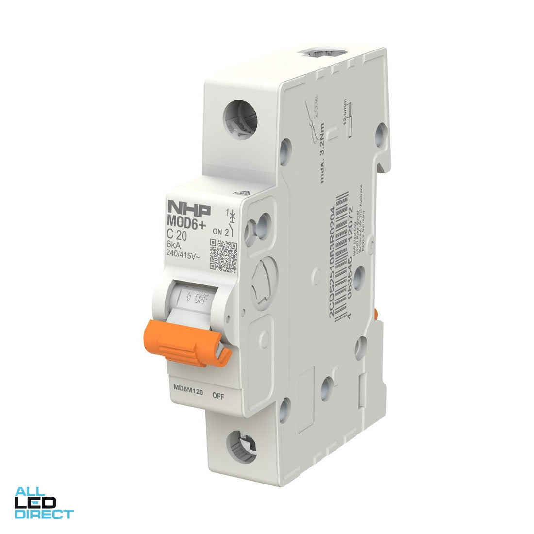 NHP 63 Amp MOD6+ Miniature Circuit Breaker MCB C Curve 1 Pole 6kA ALL LED Direct