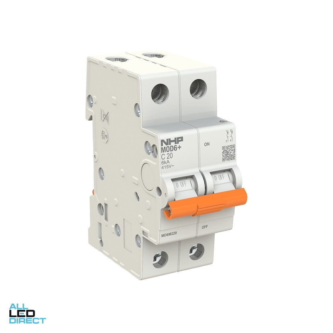 NHP 32 Amp MOD6+ Miniature Circuit Breaker MCB C Curve 2 Pole 6kA ALL LED Direct