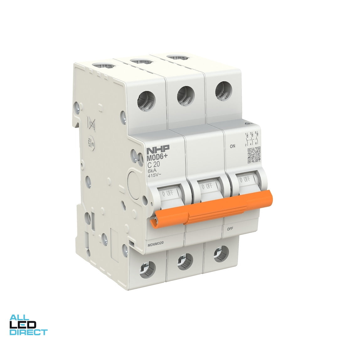 NHP 16 Amp MOD6+ Miniature Circuit Breaker MCB C Curve 3 Pole 6kA ALL LED Direct