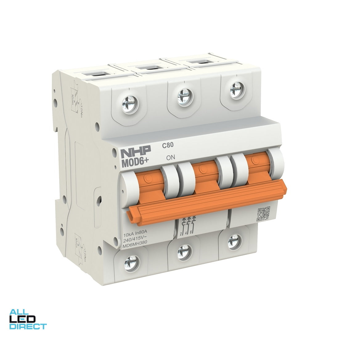 NHP 100 Amp MOD6+ Miniature Circuit Breaker MCB C Curve 3 Pole 6kA ALL LED Direct