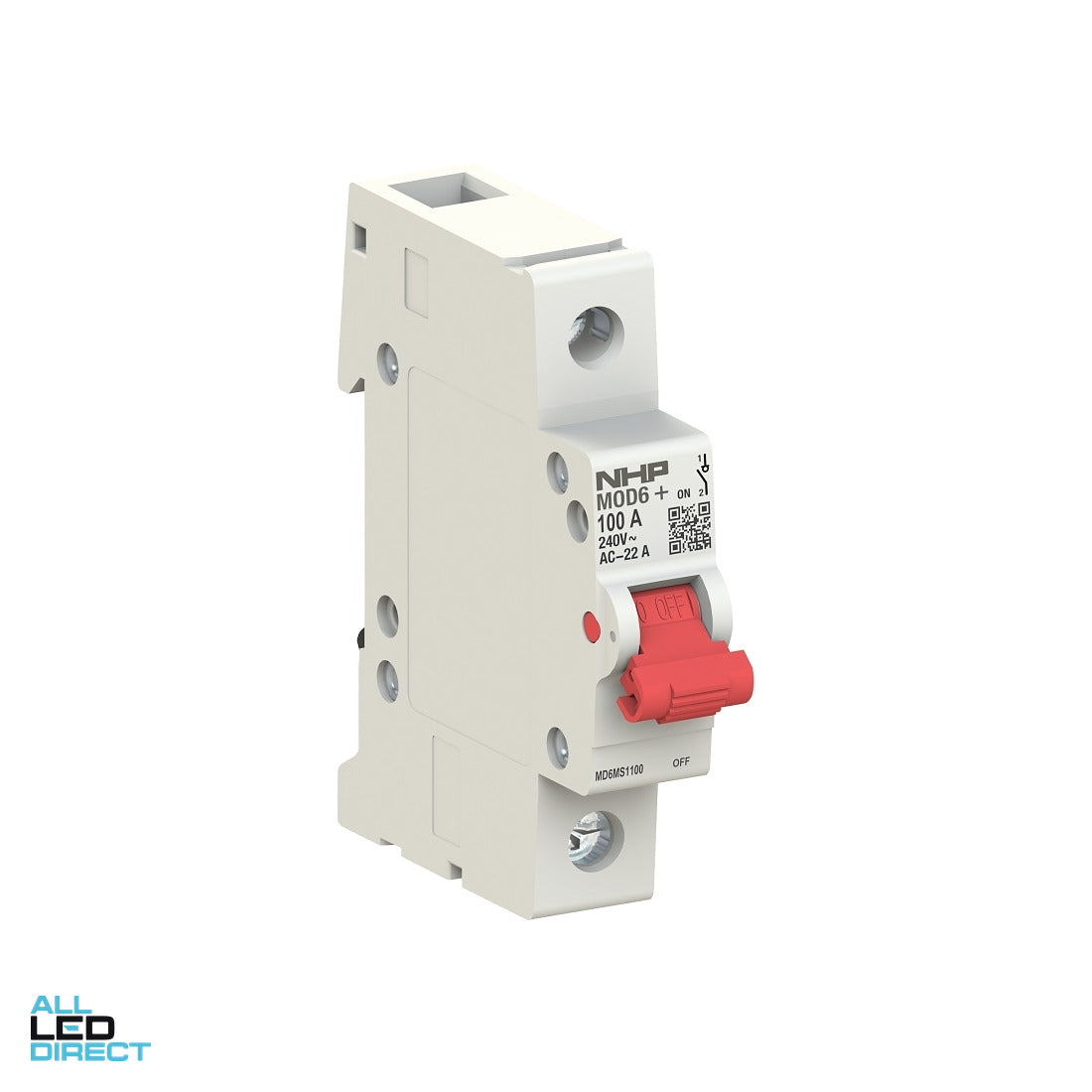 NHP 100 Amp MOD6+ 1 Pole Main Switch With Red Toggle ALL LED Direct
