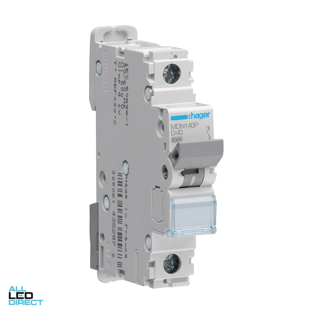 Hager 40 Amp Miniature Circuit Breaker MCB D Curve 1 Pole 6kA ALL LED Direct