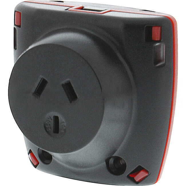 M-Elec 10 Amp BLIND SNAKE 3 Pin Single Plug Base Black Box
