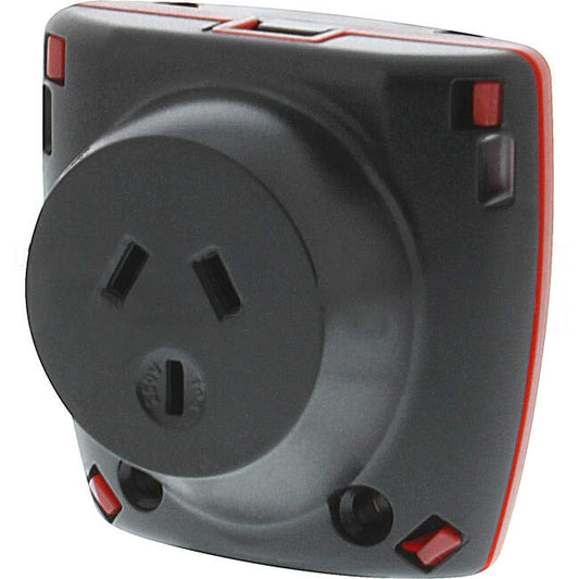 M-Elec 10 Amp BLIND SNAKE 3 Pin Single Plug Base Black Box