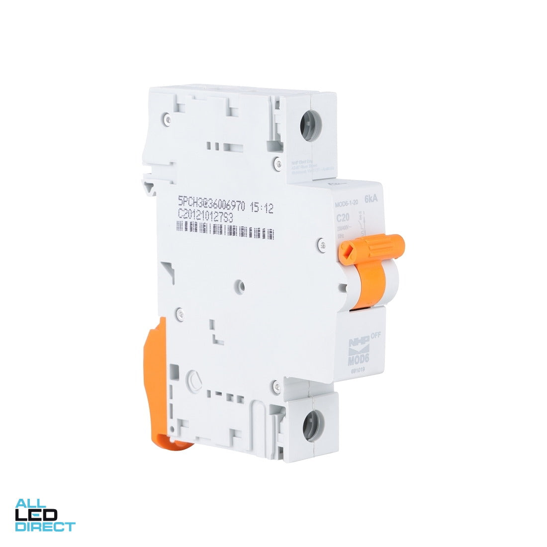 NHP 10 Amp MOD6 Miniature Circuit Breaker MCB C Curve 1 Pole 6kA ALL LED Direct