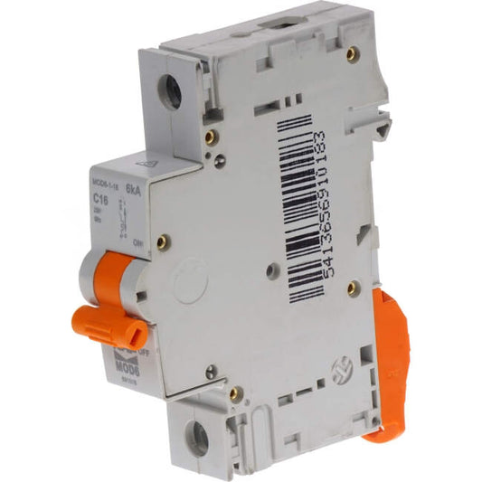 NHP 16 Amp MOD6 Miniature Circuit Breaker MCB C Curve 1 Pole 6kA