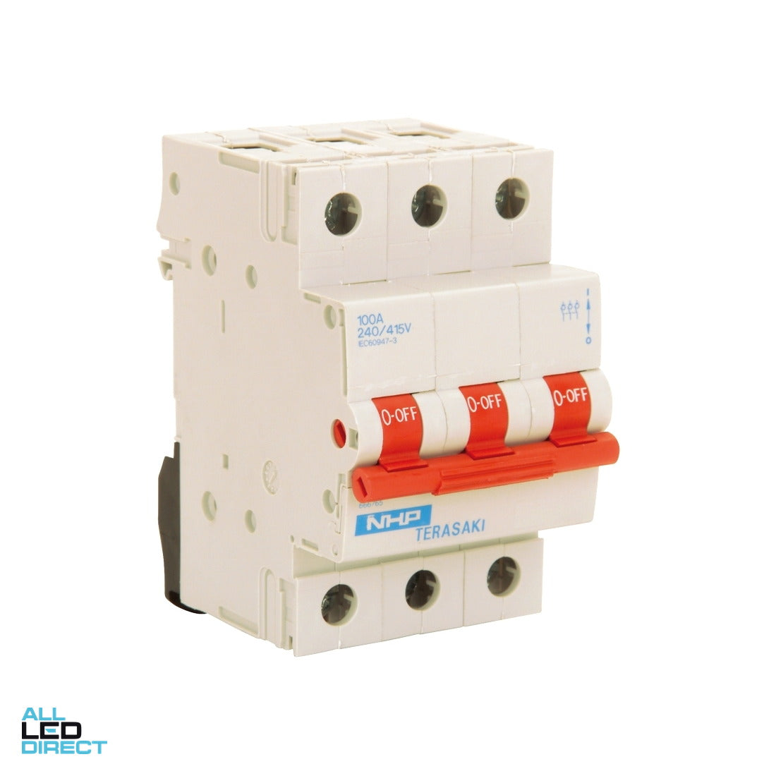 NHP 100 Amp 3 Pole Main Switch With Red Toggle ALL LED Direct