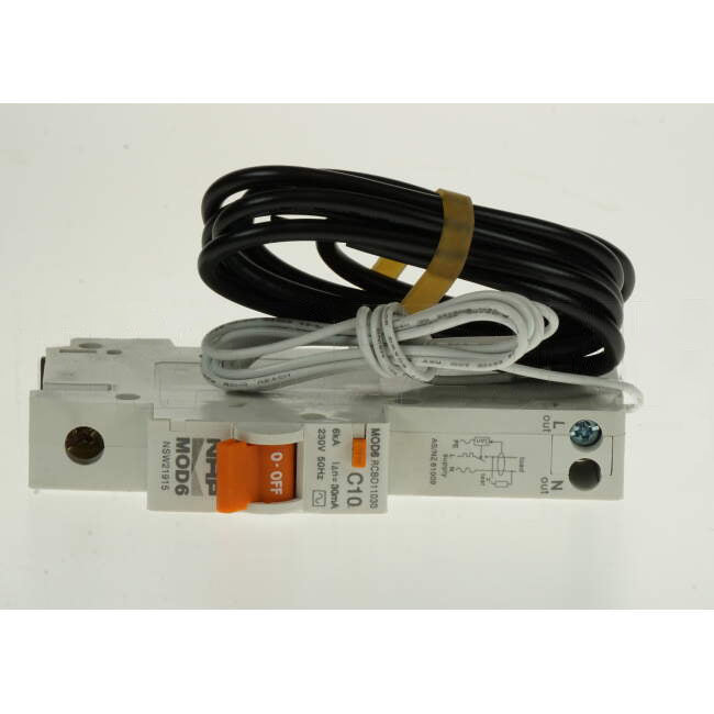 NHP 10 Amp MOD6 Miniature Circuit Breaker & Residual Current Device MCB/RCD RCBO C Curve 1 Pole 6kA 30mA