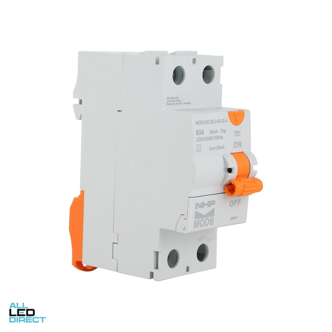 NHP 63 Amp MOD6 Residual Current Device - RCD 2 Pole 30mA Type A ALL LED Direct