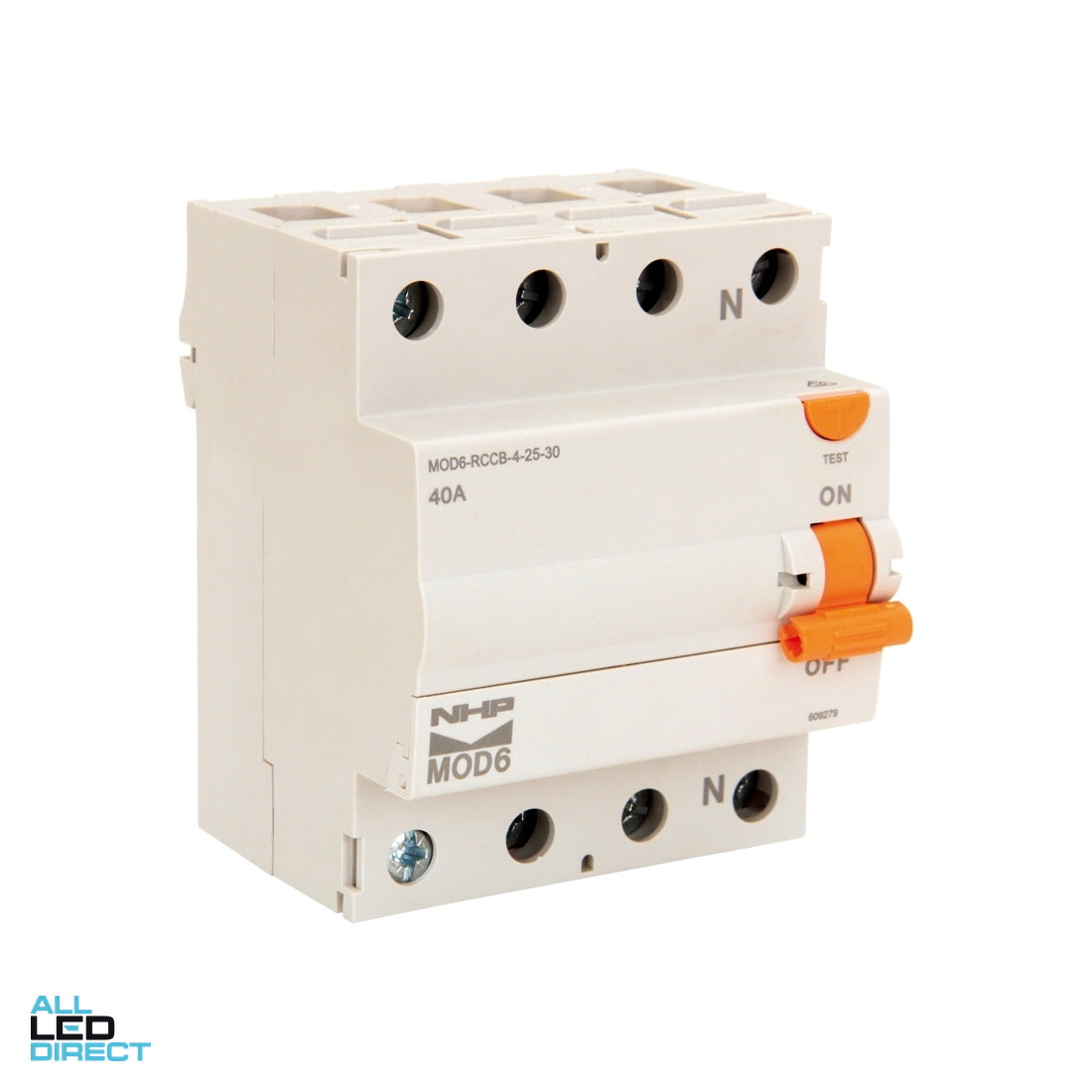 NHP 40 Amp MOD6 Residual Current Device - RCD 4 Pole 30mA ALL LED Direct