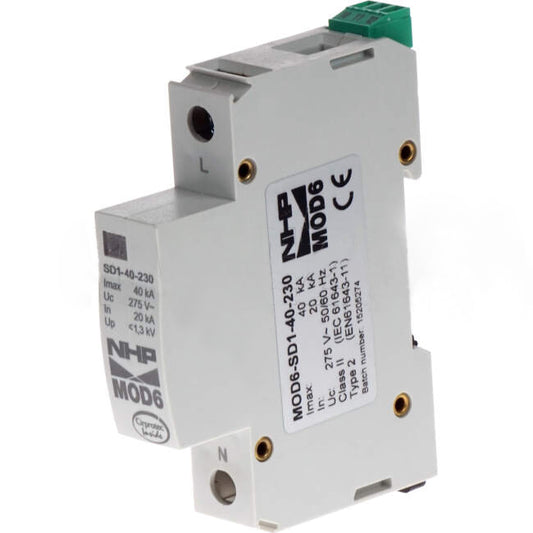 NHP 1 Pole 1 Module 40kA MOD6 Surge Protection Diverter