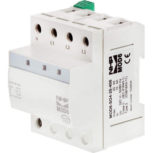 NHP 3 Pole 4 Module 20kA MOD6 Surge Protection Diverter