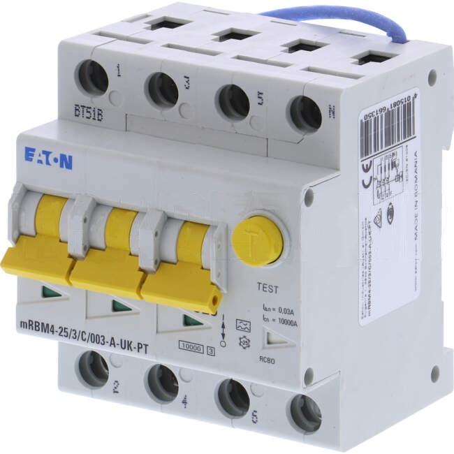 Eaton 25 Amp Miniature Circuit Breaker & Residual Current Device MCB/RCD RCBO C Curve 4 Pole 30mA