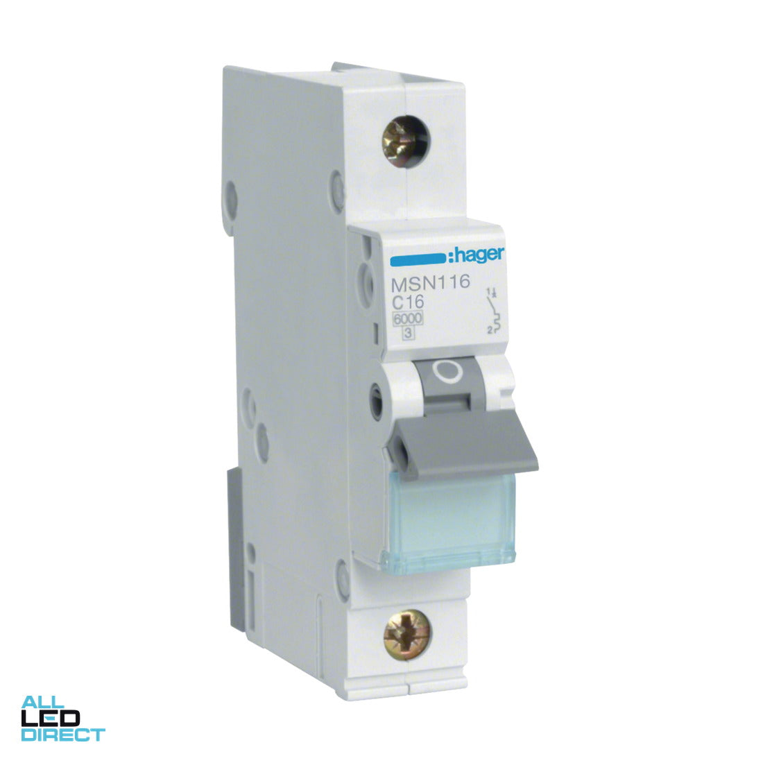 Hager 16 Amp Miniature Circuit Breaker MCB C Curve 1 Pole 6kA ALL LED Direct