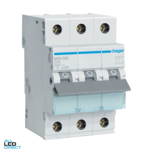 Hager 6 Amp Miniature Circuit Breaker MCB C Curve 3 Pole 6kA