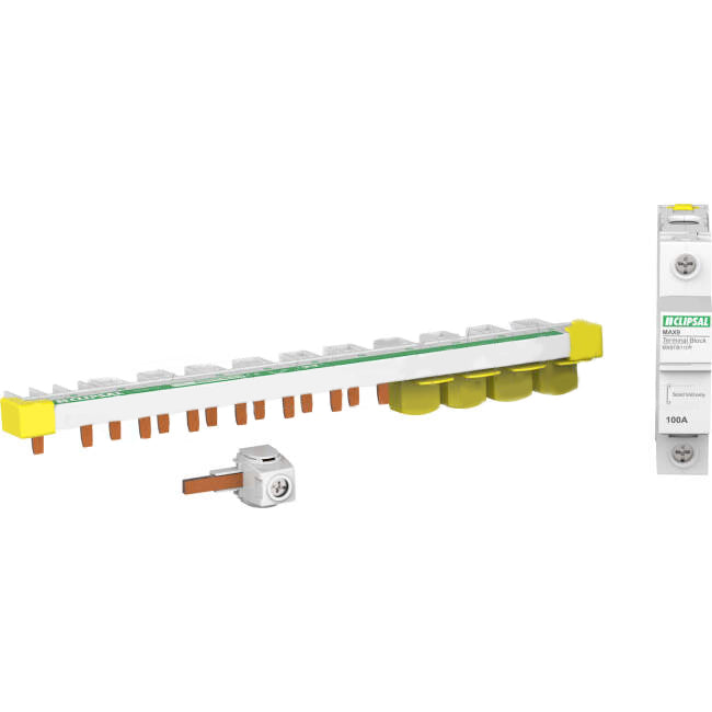 Clipsal MAX9 100 Amp Top Feed Slim Comb Busbar 1 Pole + Neutral 12 Module With Neutral Block & Accessories