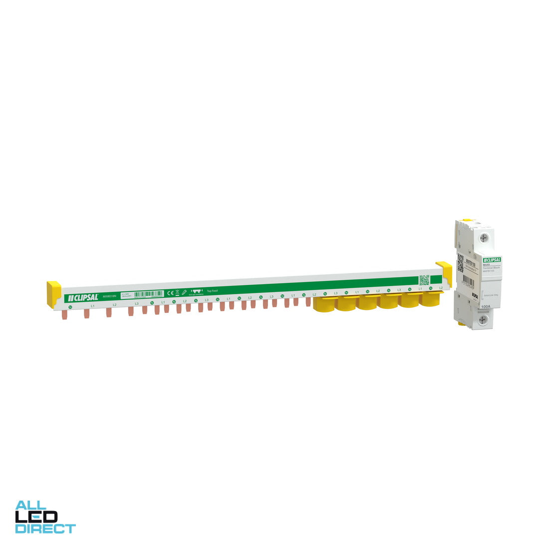 Clipsal MAX9 100 Amp Top Feed Slim Comb Busbar 3 Pole + Neutral 18 Module With N Block & Accessories ALL LED Direct