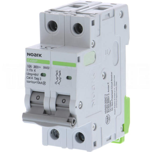 Noark 16 Amp DC EX9BP-N Miniature Circuit Breaker MCB 2 Pole K Curve 10kA
