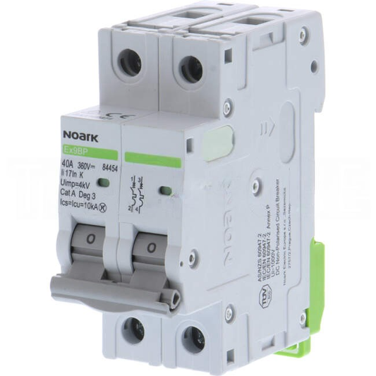 Noark 40 Amp DC EX9BP-N Miniature Circuit Breaker MCB 2 Pole K Curve 10kA